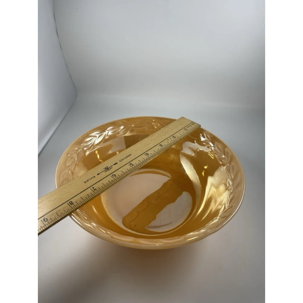 Anchor Hocking Fire King Peach Lustre Sheaves of Wheat Vegetable/Fruit Lg Bowl